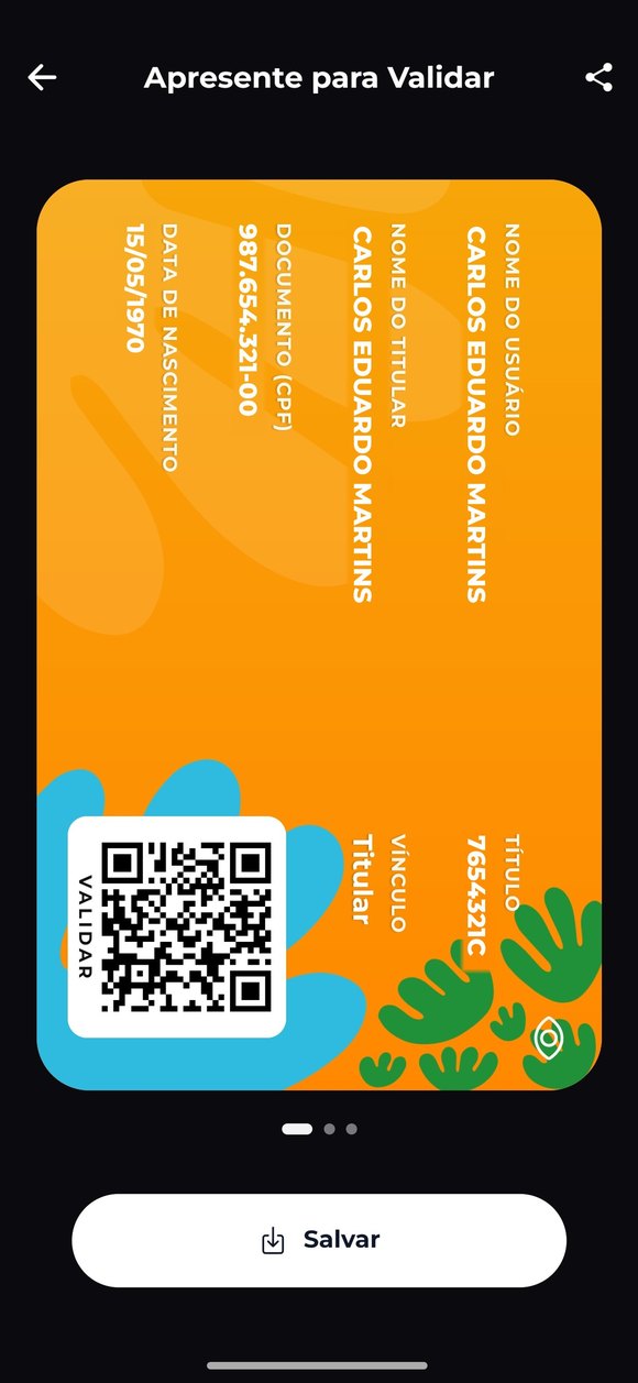 Carteirinha digital do associado com QR de validação